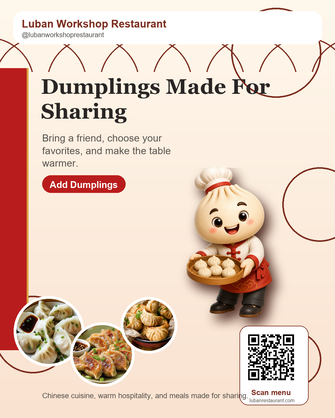 Dumplings to share campaign flyer featuring Bao