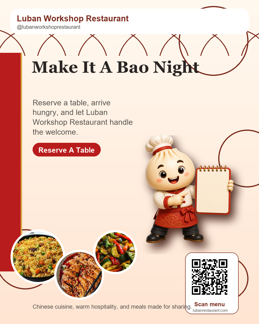 Reserve a table campaign flyer featuring Bao