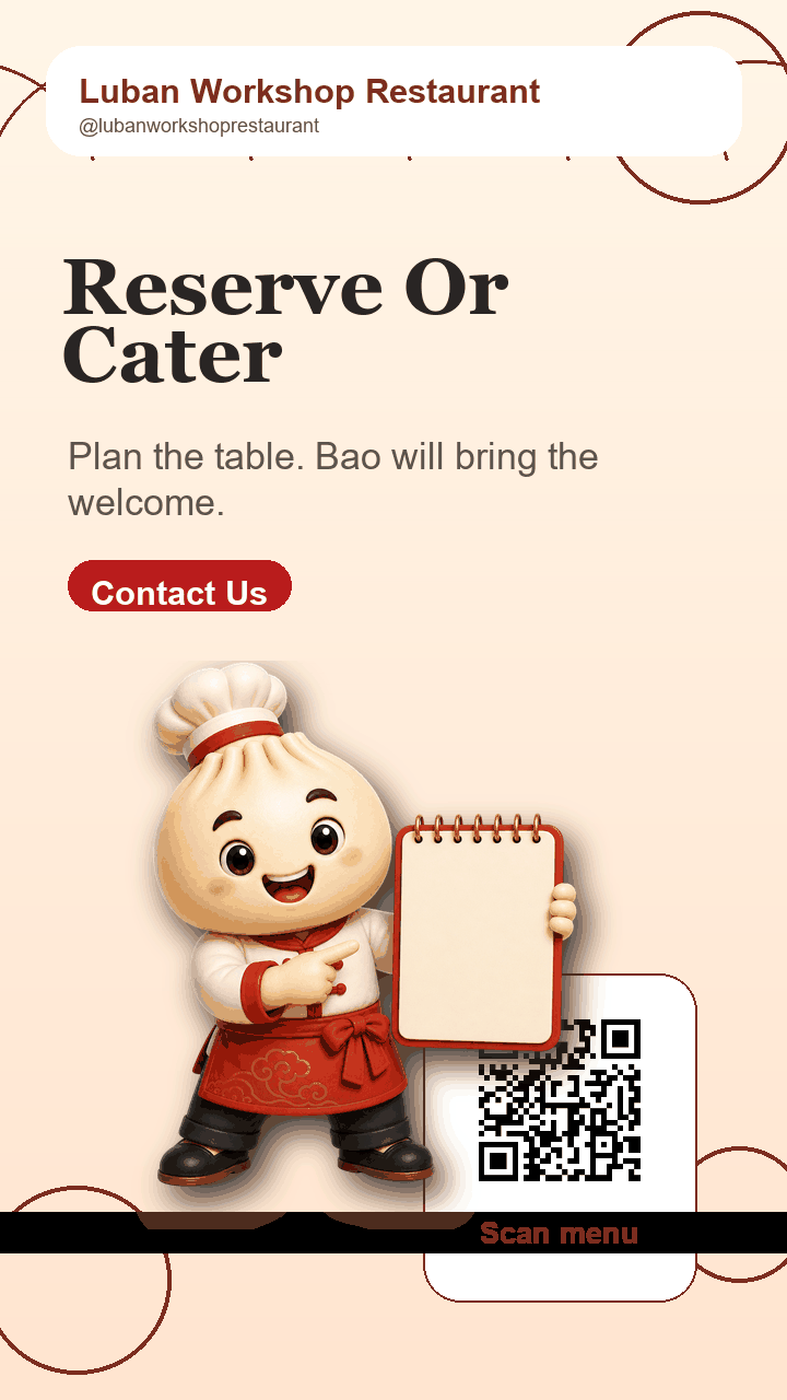 Animated Bao story for reservations and catering