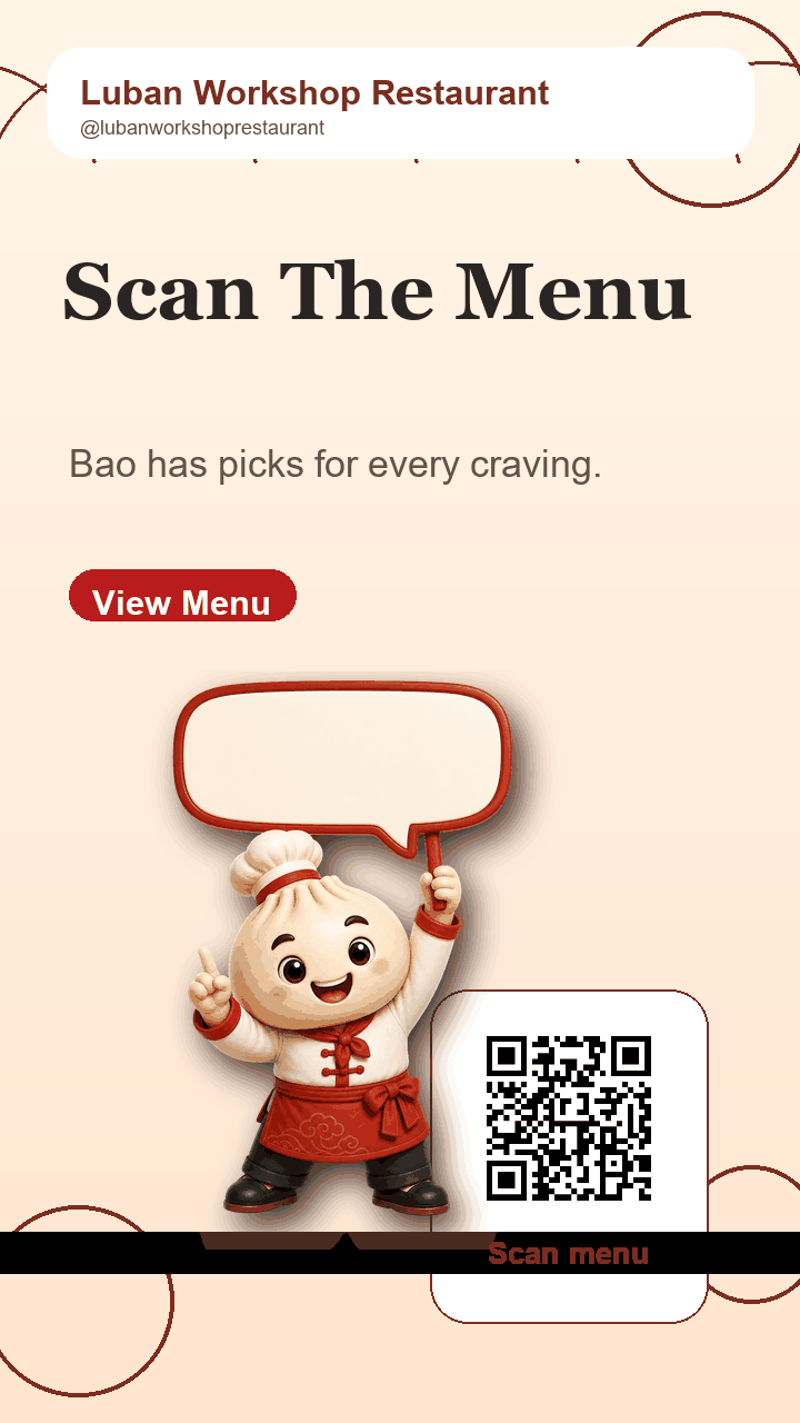 Animated Bao story inviting guests to scan the menu